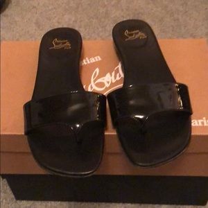 Louboutin “Hampton” Black Kid/ Patent Flats